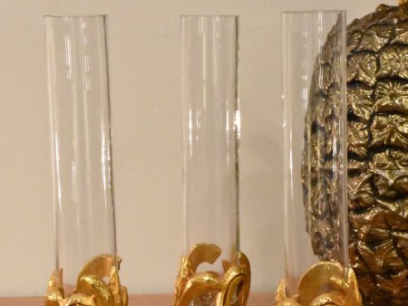 Set of three gilded bronze Fondica vases For Cheap