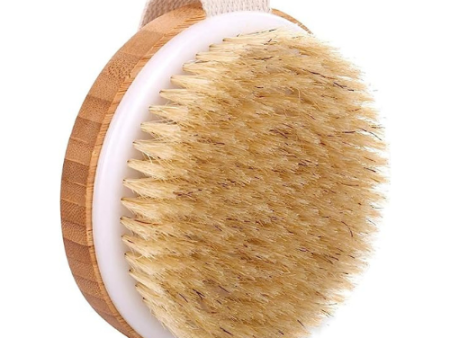 KWEL Wooden Bath Brush for Dry brushing | Wet and Dry Bath Brush for Cellulite and Lymphatic, Suitable for all Skin Types (Round) Cheap