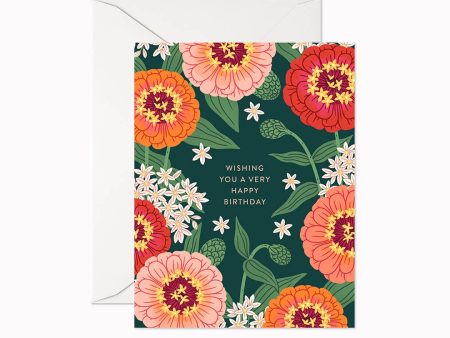 Zinnia Happy Birthday Card Discount