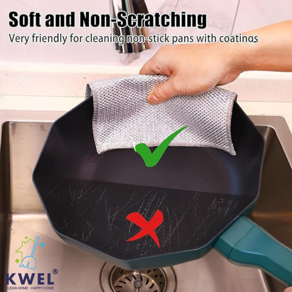 KWEL Multipurpose Wire Dishwashing Rags for Wet and Dry, Easy Rinsing, Reusable, Non-Scratch (Pack of 12) Online Sale