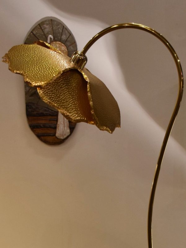 Gold poppy floor lamp – single flower on Sale