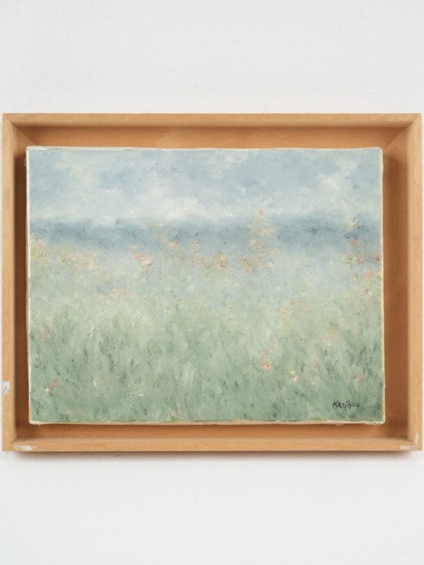 Contemporary landscape painting by Karibou -  Jardin sauvage” 16 ¼” x 13” For Discount