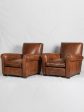 PAIR of bespoke leather club chairs - Taittinger design Sale