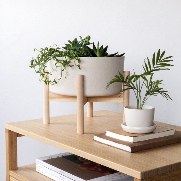 9  Bamboo Fibre Wide Planter Pot and Stand Online Sale