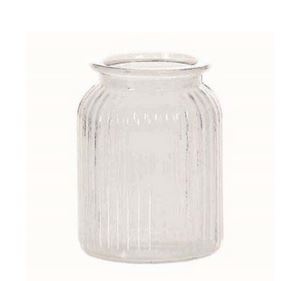 Ribbed Glass Vase Short Online now