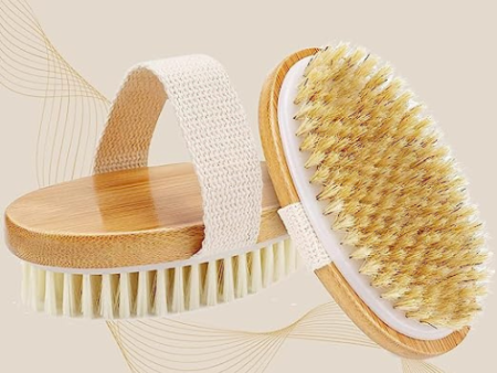 KWEL Wooden Bath Brush for Dry brushing | Wet and Dry Bath Brush for Cellulite and Lymphatic, Suitable for all Skin Types (Oval) Online Hot Sale