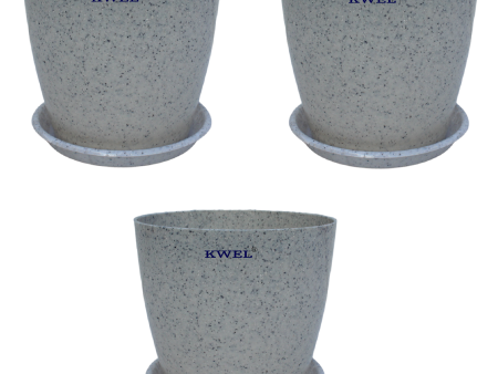 KWEL Divinity Pot 8inch with Bottom Tray For Home, Garden, Office, Stone White. For Sale