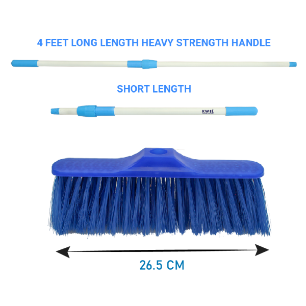 KWEL Heavy Duty Cleaning Soft Brush, with Telescopic Extendable Handle and Extra Head only 1 Discount