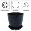 KWEL Divinity Pot 8inch with Bottom Tray For Home, Garden, Office, Stone Black. Discount