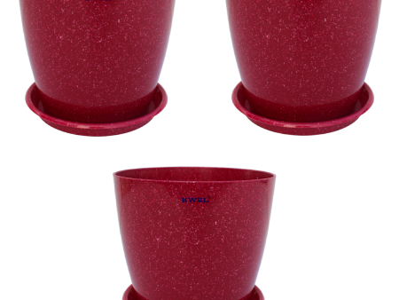 KWEL Divinity Pot 8inch with Bottom Tray For Home, Garden, Office, Maroon. Discount