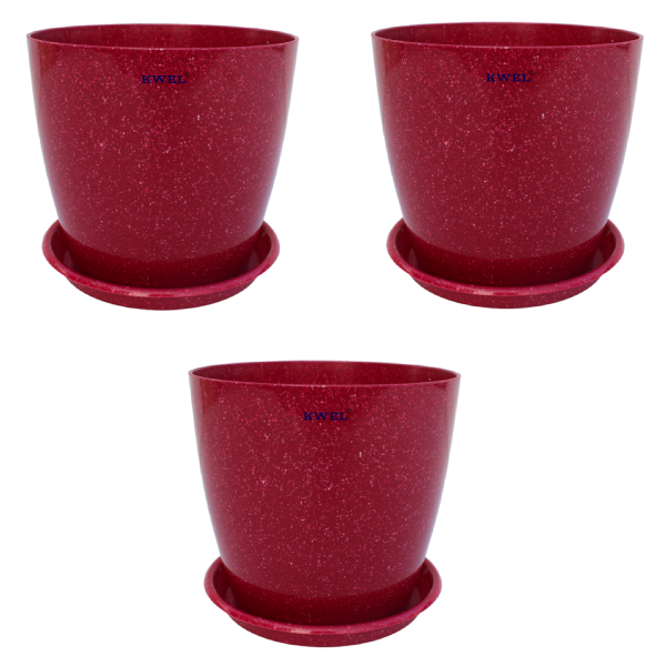 KWEL Divinity Pot 8inch with Bottom Tray For Home, Garden, Office, Maroon. Discount