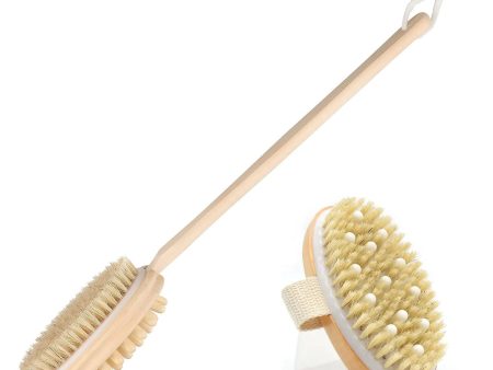 KWEL Wooden Double-sided Bath Brush With Massager and Detachable Long Handle With combo Wooden Bath Brush Oval With massager (Pack of 1) Hot on Sale