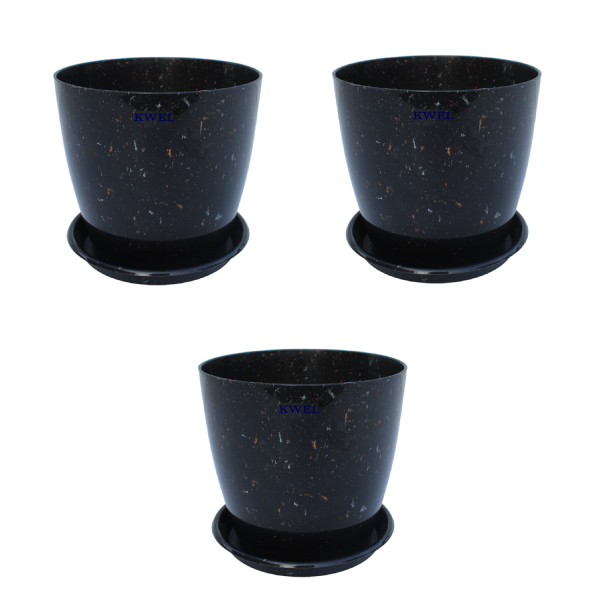 KWEL Divinity Pot 8inch with Bottom Tray For Home, Garden, Office, Stone Black. Discount