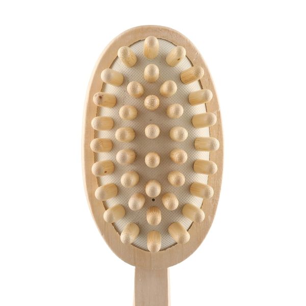 KWEL Wooden Double-sided Bath Brush With Massager and Detachable Long Handle With combo Wooden Bath Brush Oval With massager (Pack of 1) Hot on Sale