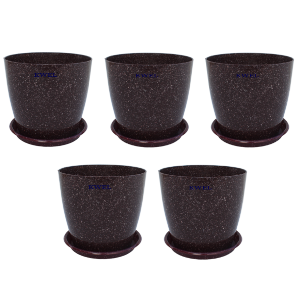 KWEL Divinity Pot 8inch with Bottom Tray For Home, Garden, Office, Dark Maroon. For Sale