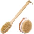 KWEL Wooden Double-sided Bath Brush With Massager and Long Handle With combo Wooden Bath Brush Round (Pack of 1) Supply