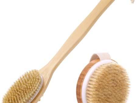 KWEL Wooden Double-sided Bath Brush With Massager and Long Handle With combo Wooden Bath Brush Round (Pack of 1) Supply